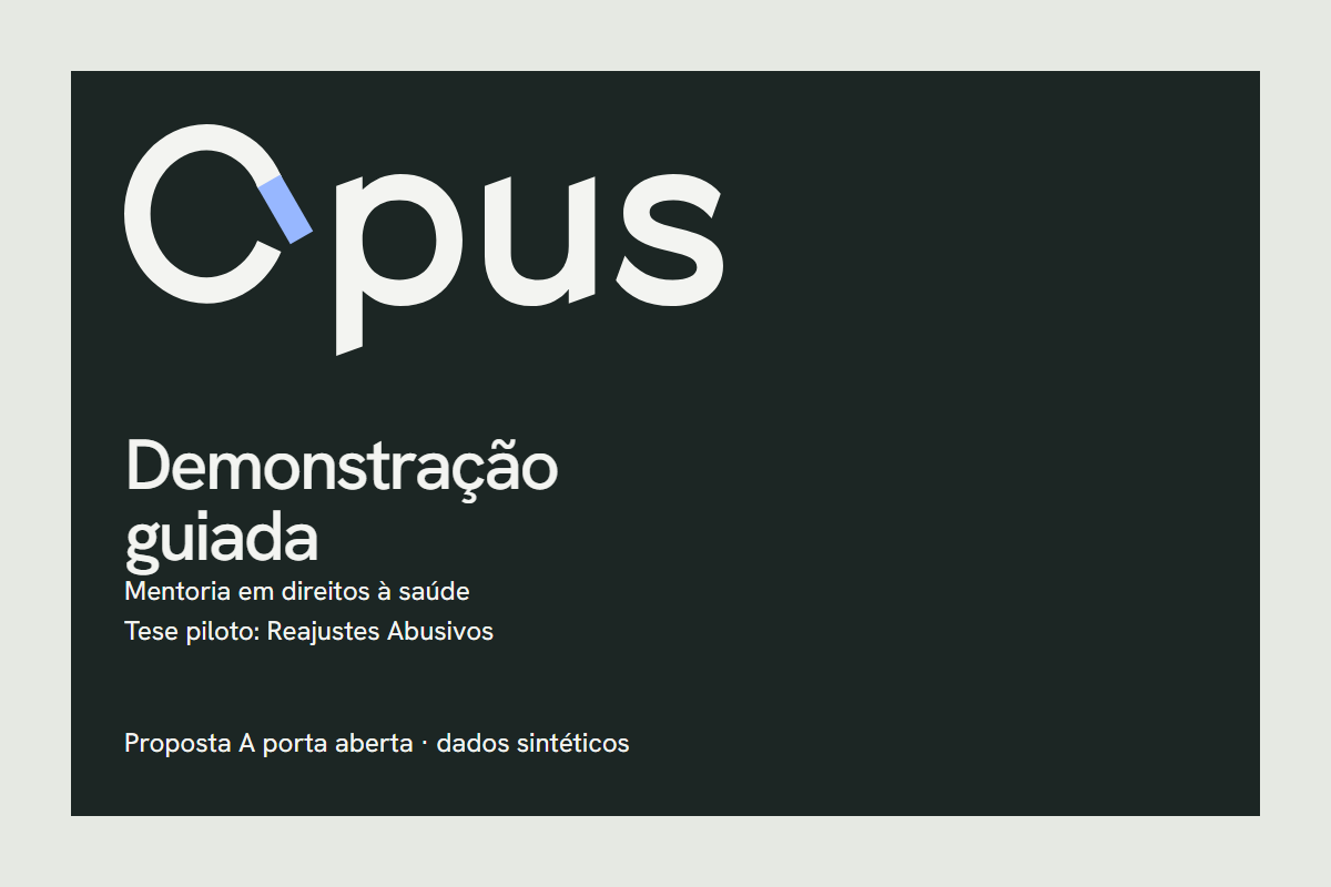 Capa da demonstração guiada: Opus, tese piloto Reajustes Abusivos