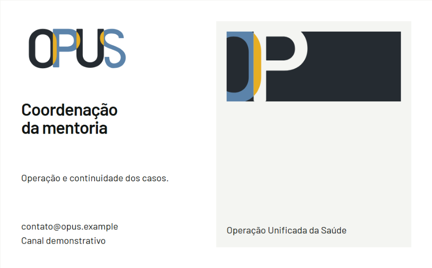 Frente e verso de cartão da coordenação